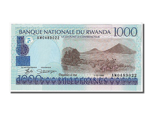 bankovec, 
  
  Ruanda, 
  
  1000 frankov