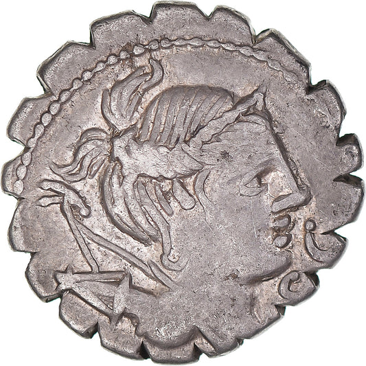 kovanec, 
  
  Ti. Klavdij Ti. f. Ap. n. Nero, 
  
  Denarius Serratus