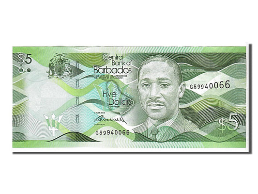 bankovec, 
  
  Barbados, 
  
  5 dolarjev