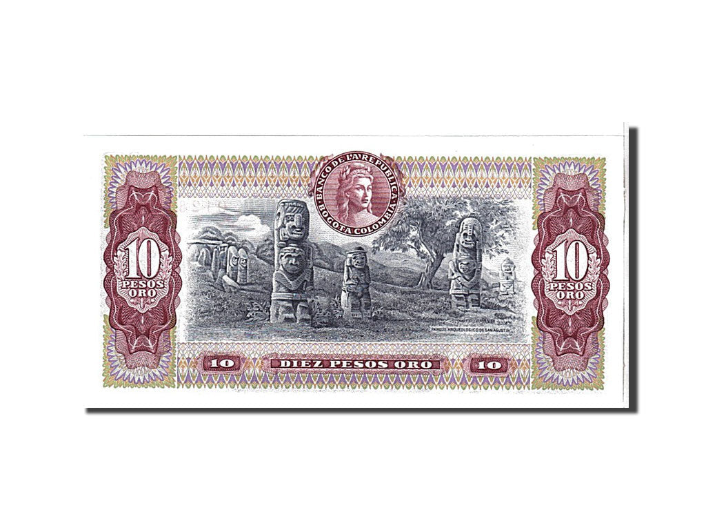 bankovec, 
  
  Kolumbija, 
  
  10 Pesos Oro