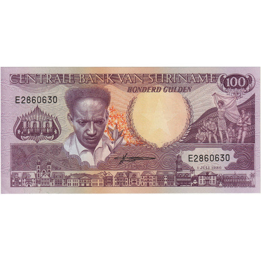 Surinam, 
  
  100 guldnov, 
  
  1986