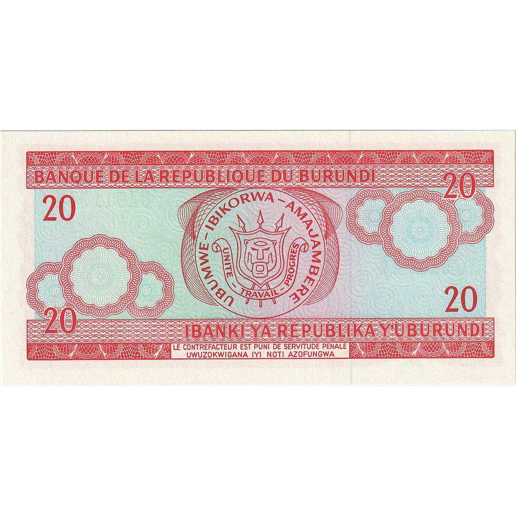 bankovec, 
  
  Burundi, 
  
  20 frankov