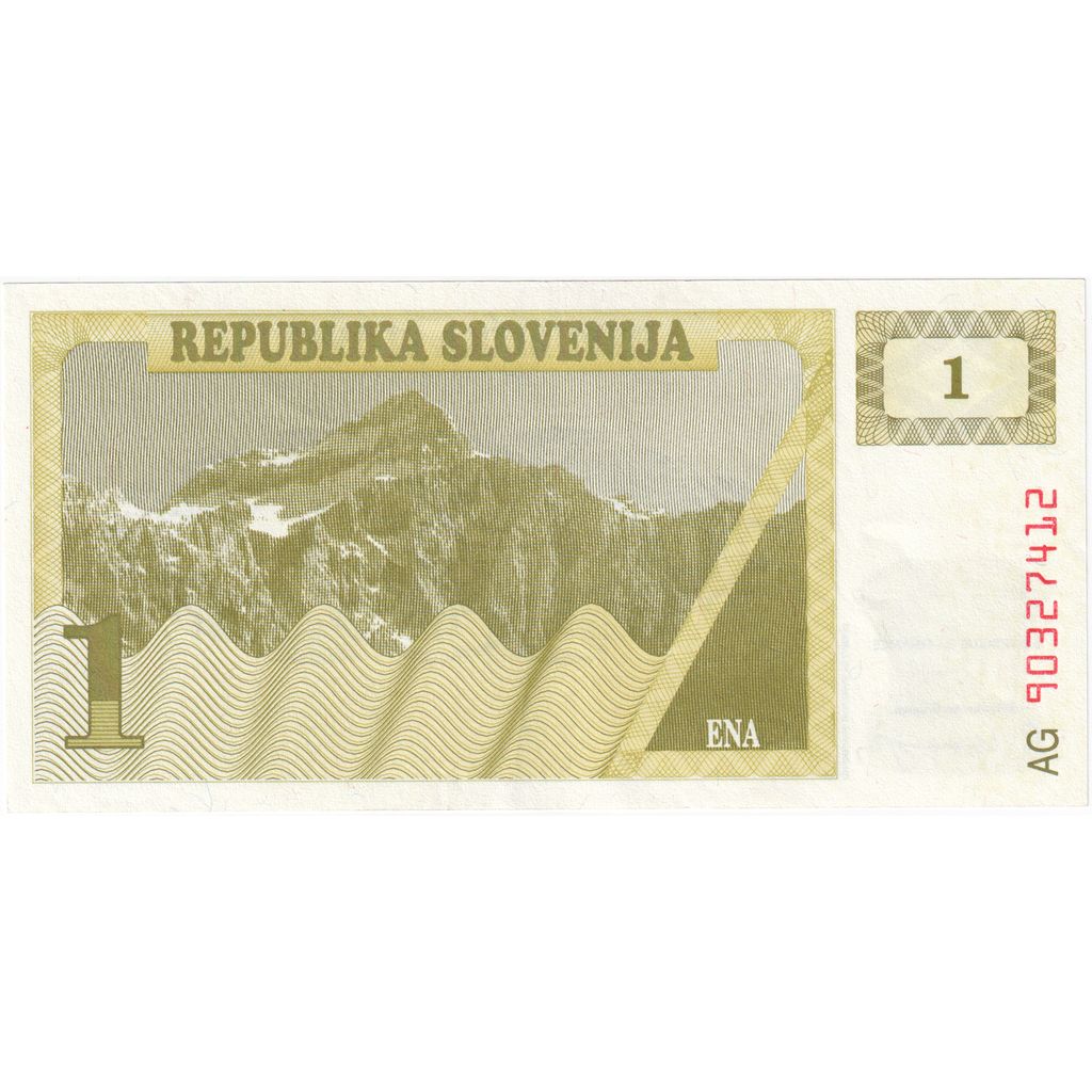 Slovenija, 
  
  1 (tolar), 
  
  KM:1a