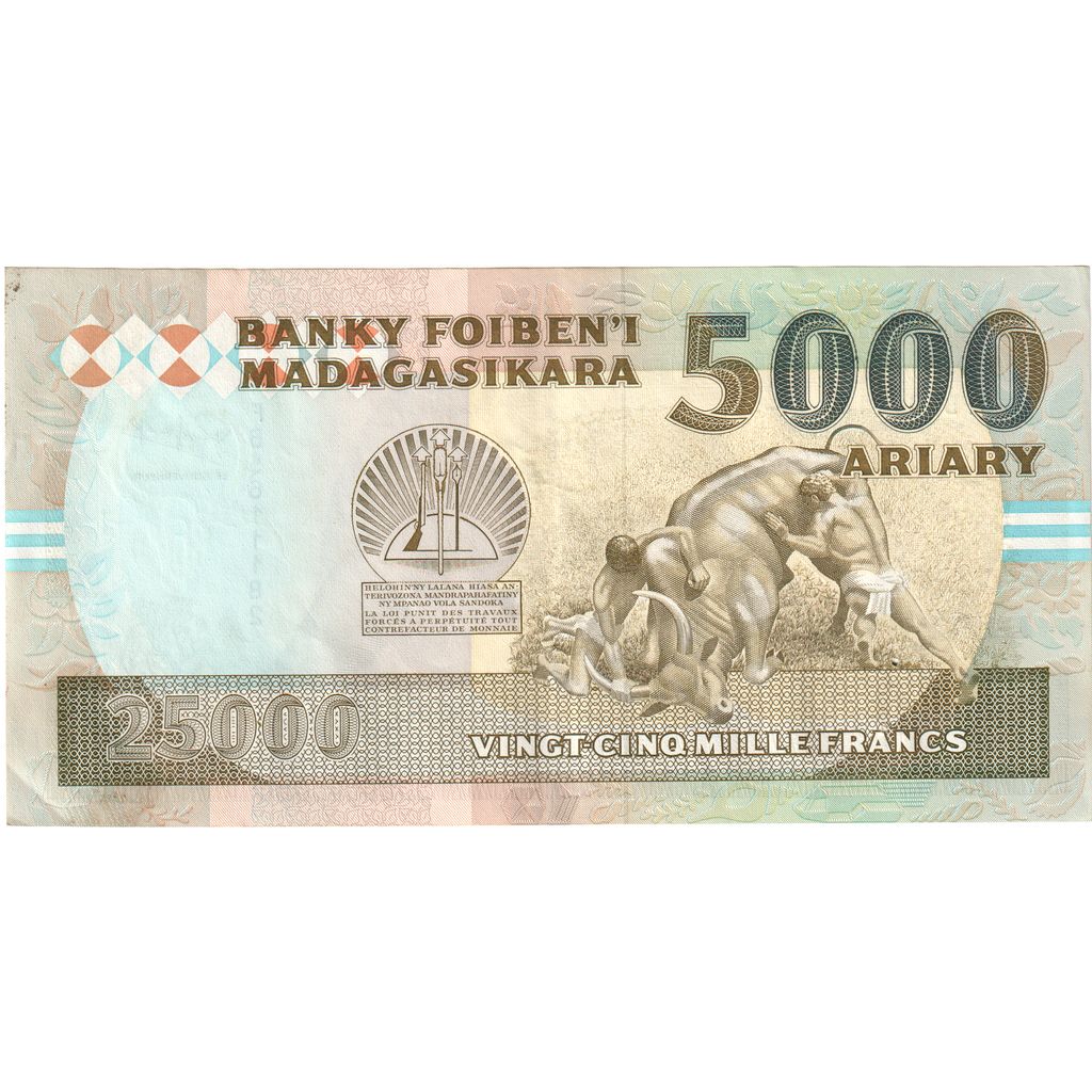 Madagaskar, 
  
  25, 
  
  000 frankov = 5000 ariarjev