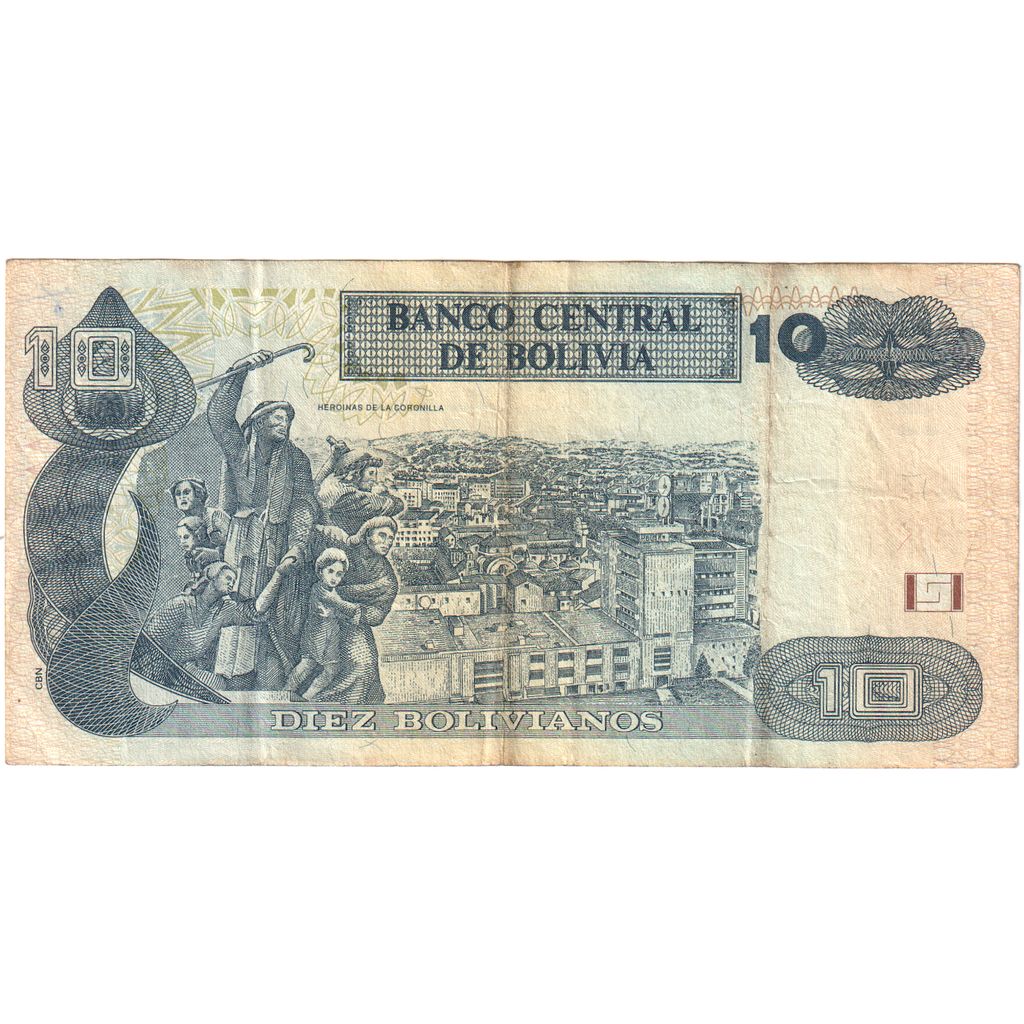 Bolivija, 
  
  10 bolivianov, 
  
  1986