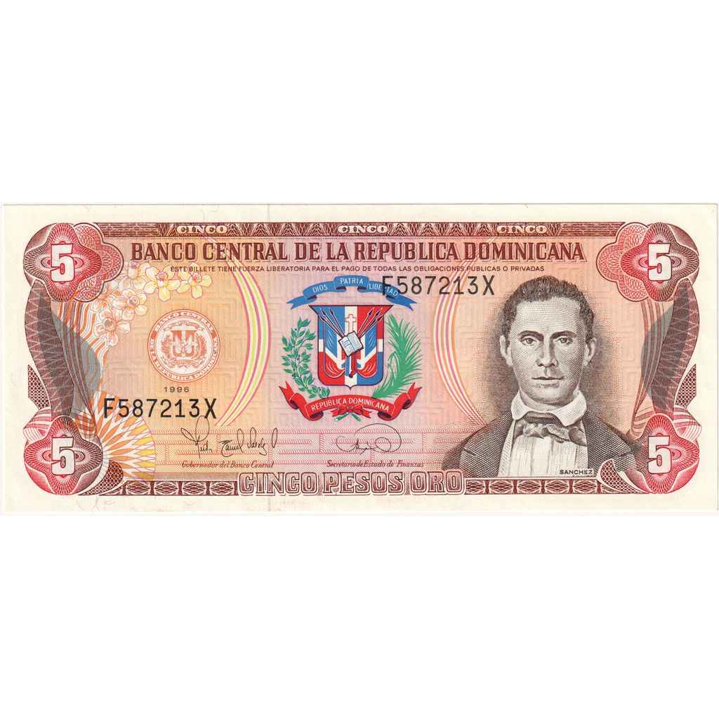 Dominikanska republika, 
  
  5 pesos oro, 
  
  1996