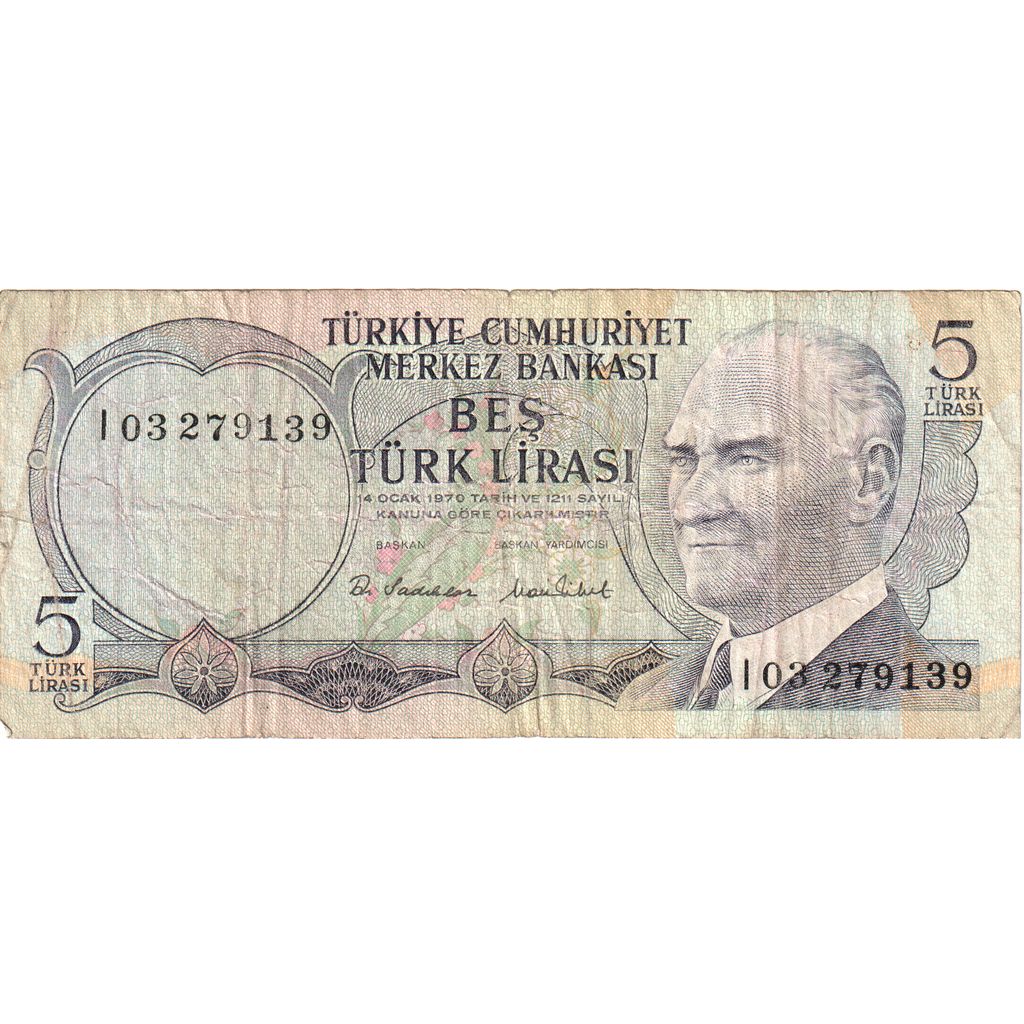 Turčija, 
  
  5 lir, 
  
  VF (30-35)