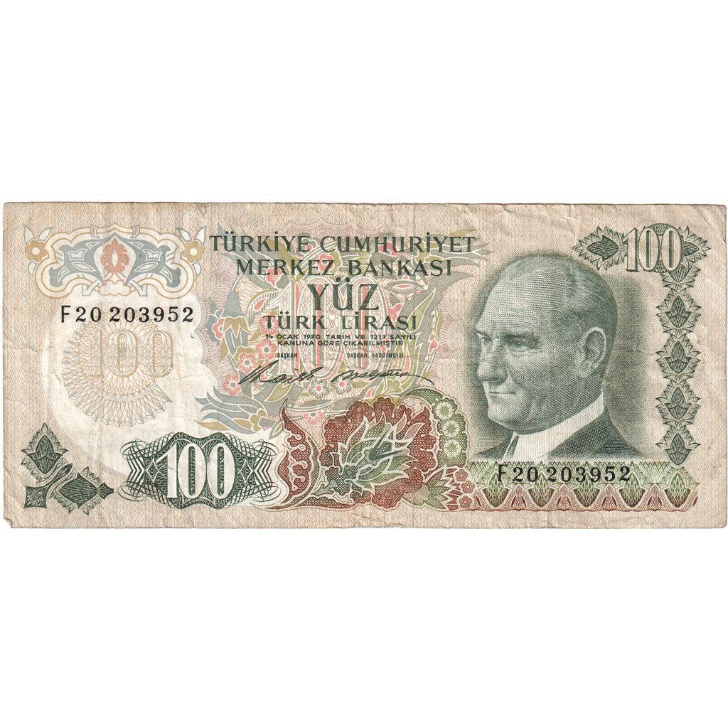 Turčija, 
  
  100 lir, 
  
  VF (30-35)