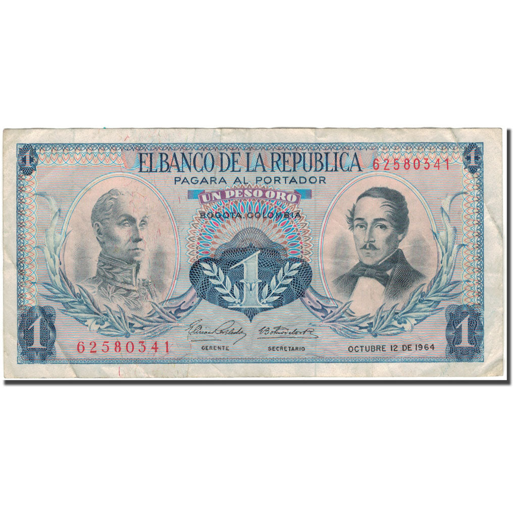 bankovec, 
  
  Kolumbija, 
  
  1 peso oro