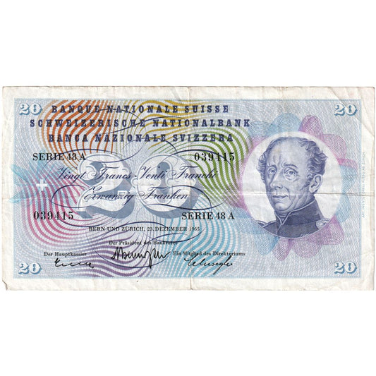 Švica, 
  
  20 frankov, 
  
  1964-12-23