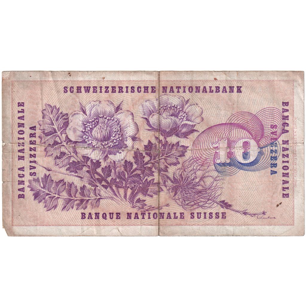 Švica, 
  
  10 frankov, 
  
  1969-01-15