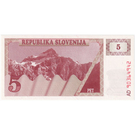 Slovenija, 
  
  5 (Tolarjev), 
  
  UNC (65-70)