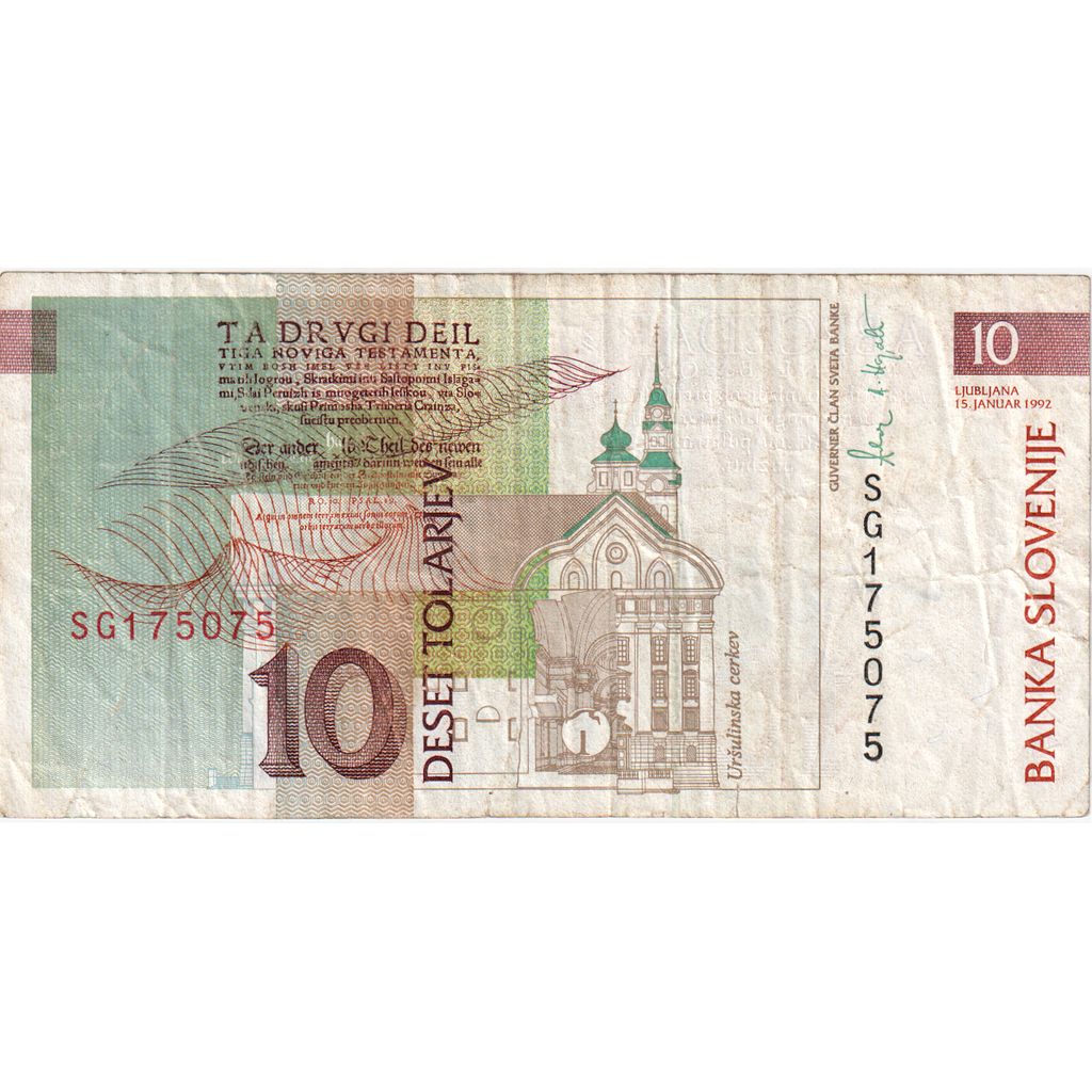 Slovenija, 
  
  10 Tolarjev, 
  
  1992-01-15