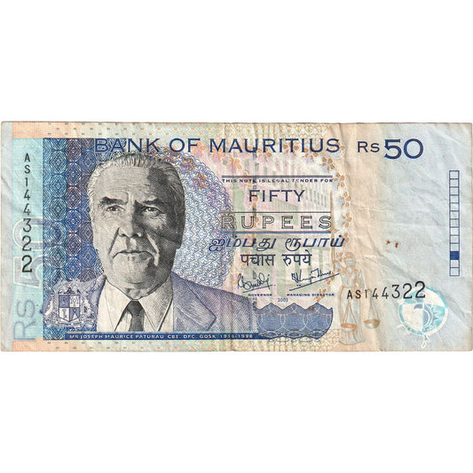 Mauritius, 
  
  50 rupij, 
  
  VF (30-35)