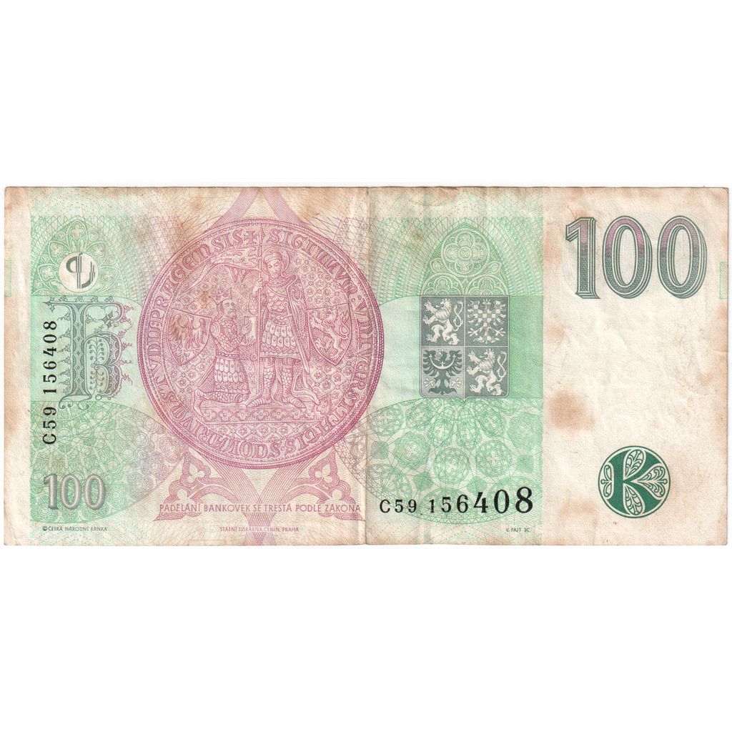 Češka, 
  
  100 korunov, 
  
  VF (30-35)