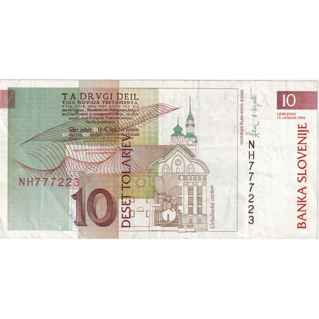 Slovenija, 
  
  10 Tolarjev, 
  
  UNC (65-70)