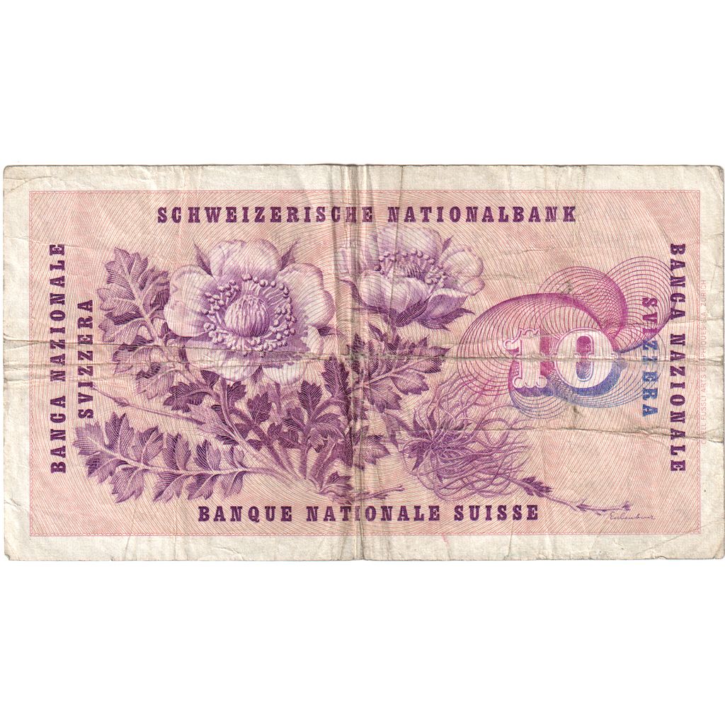 Švica, 
  
  10 frankov, 
  
  1965-01-21