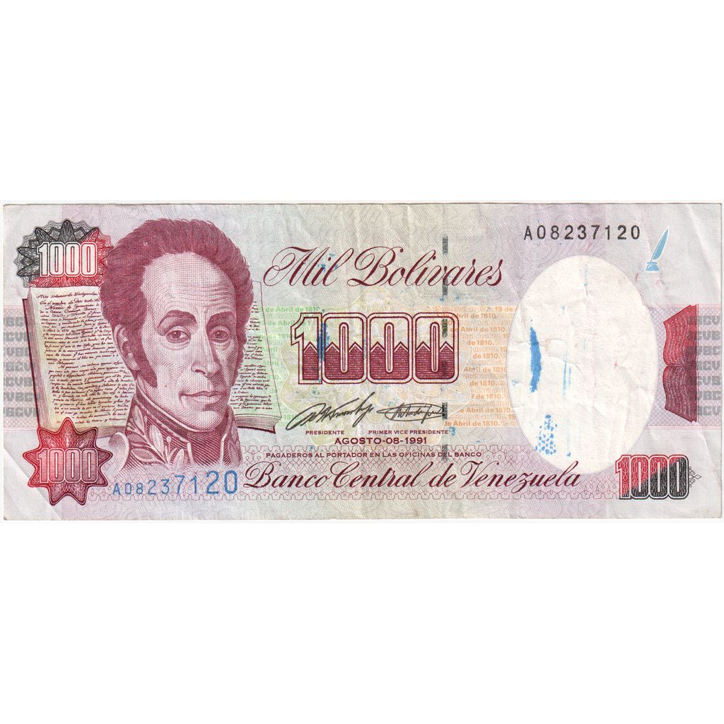 Venezuela, 
  
  1000 bolivarjev, 
  
  1991-08-08