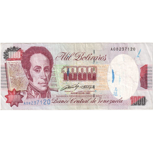 Venezuela, 
  
  1000 bolivarjev, 
  
  1991-08-08