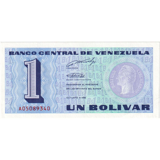 Venezuela, 
  
  1 bolivar, 
  
  1989-10-05