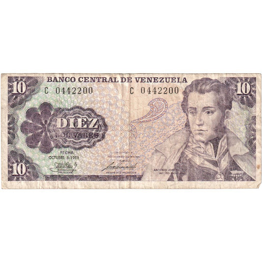 Venezuela, 
  
  10 Bolívares, 
  
  1981-10-06