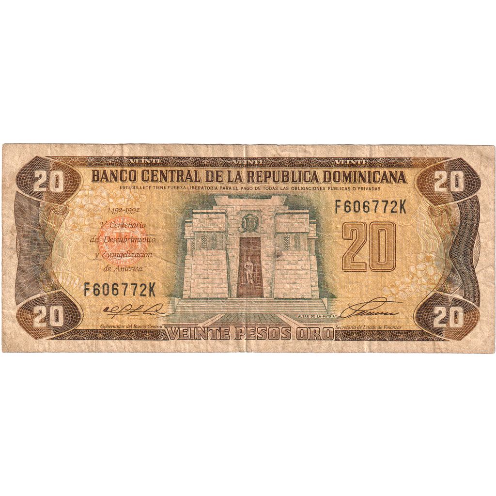 Dominikanska republika, 
  
  20 pesos oro, 
  
  1990