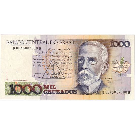 Brazilija, 
  
  1 Cruzado Novo na 1000 Cruzado, 
  
  UNC (63)