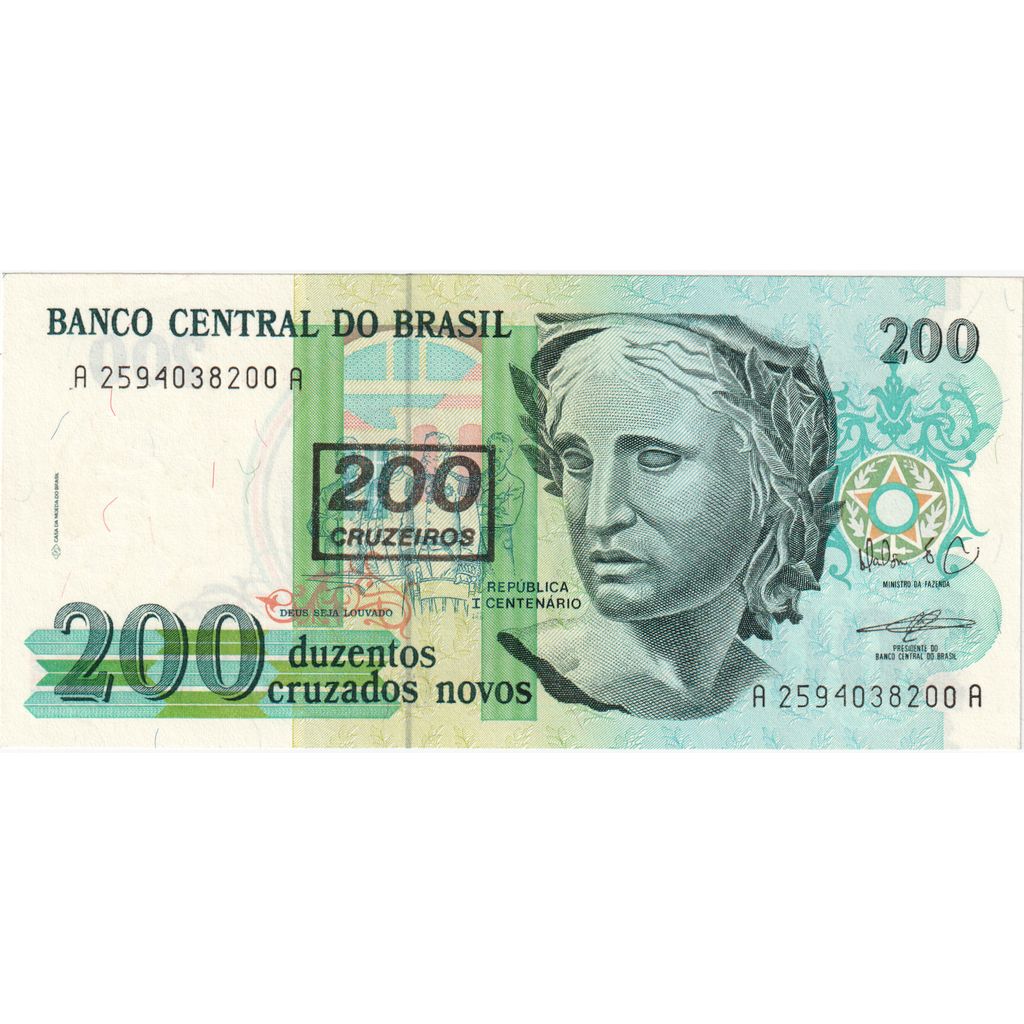 Brazilija, 
  
  200 Cruzeiros na 200 Cruzados Novos, 
  
  UNC (65-70)