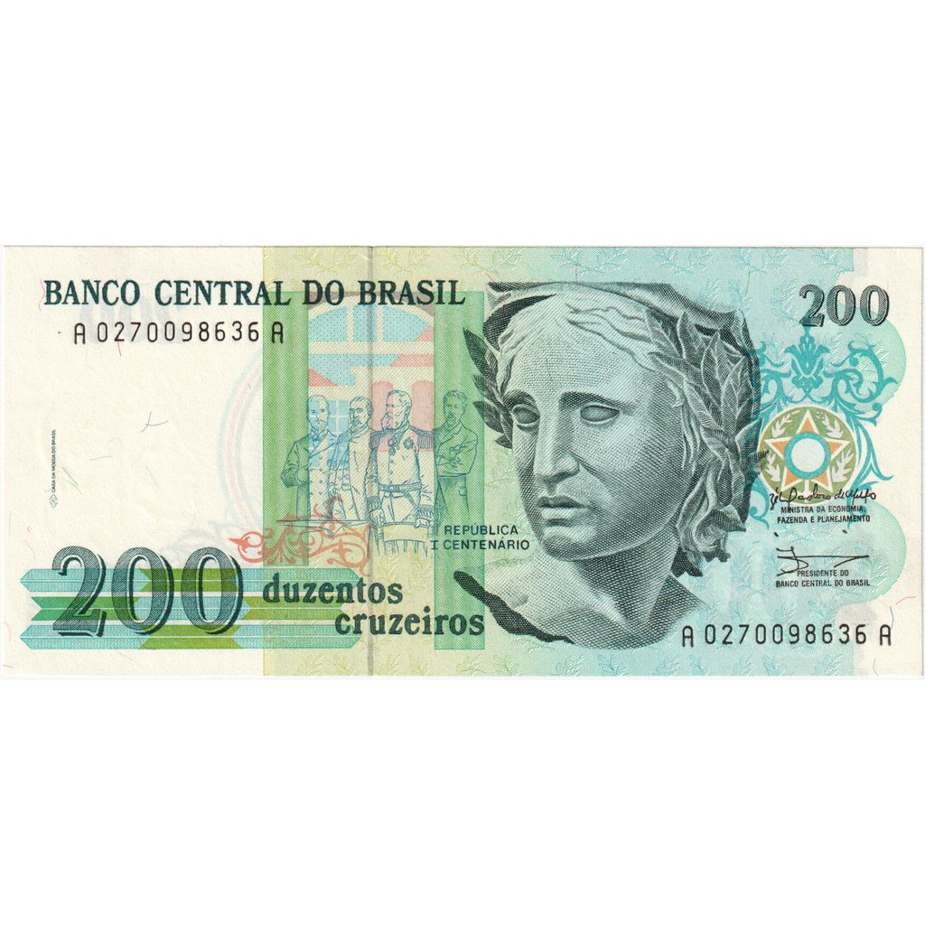 Brazilija, 
  
  200 Cruzeirov, 
  
  UNC (65-70)