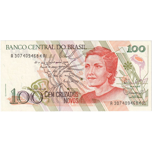 Brazilija, 
  
  100 Cruzados Novos, 
  
  UNC (65-70)