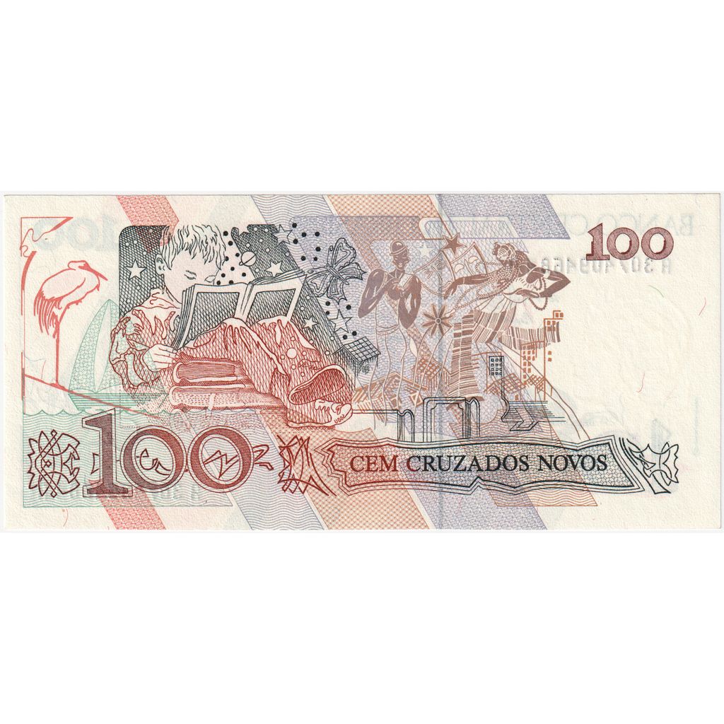 Brazilija, 
  
  100 Cruzados Novos, 
  
  UNC (65-70)