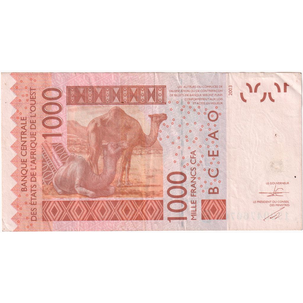 Zahodnoafriške države, 
  
  1000 frankov, 
  
  UNC (65-70)