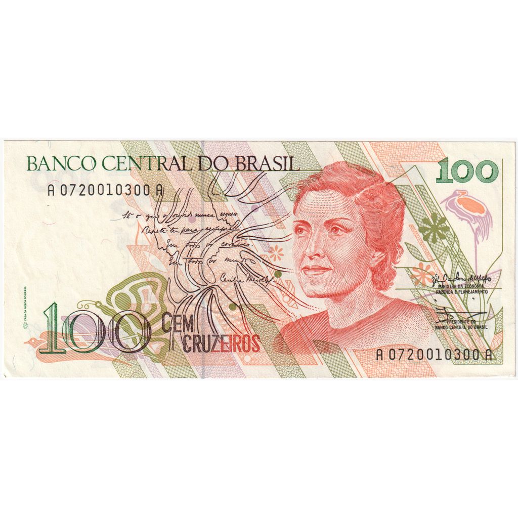 Brazilija, 
  
  100 Cruzeirov, 
  
  UNC (65-70)