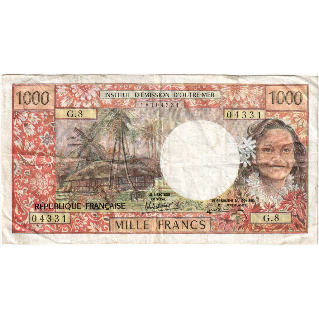 Tahiti, 
  
  1000 frankov, 
  
  papeete