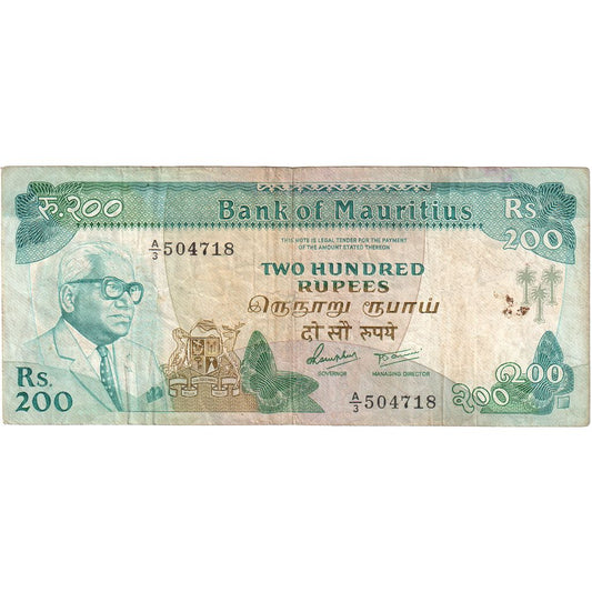 bankovec, 
  
  Mauritius, 
  
  200 rupij