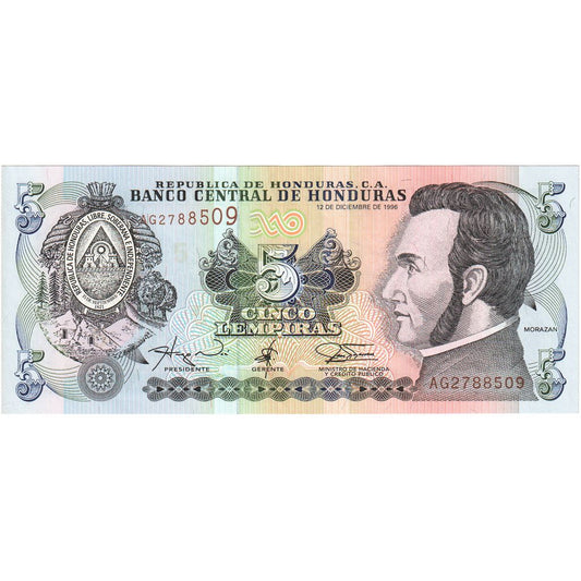 Honduras, 
  
  5 lempir, 
  
  1996-12-12