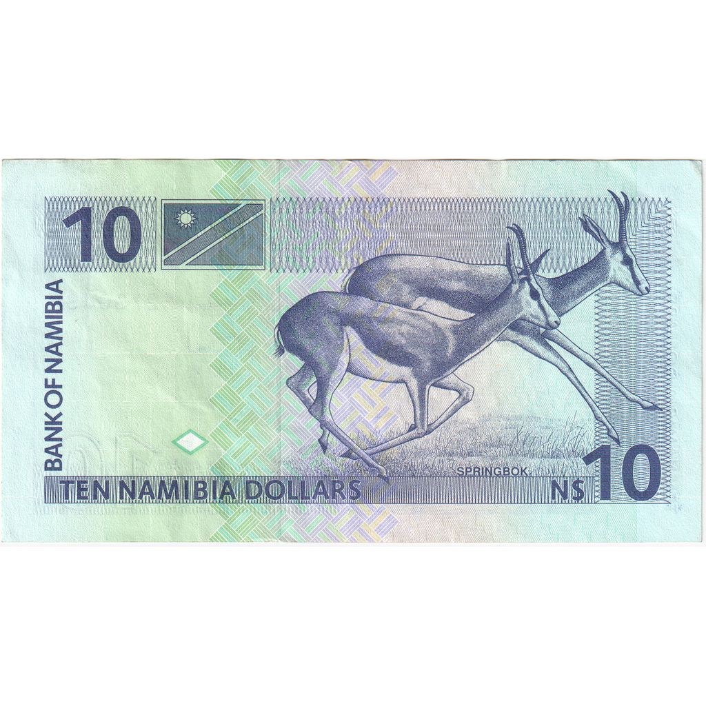 Namibija, 
  
  10 namibijskih dolarjev, 
  
  AU (55-58)