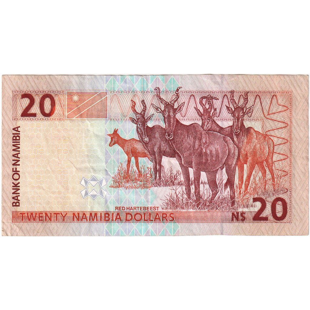 Namibija, 
  
  20 namibijskih dolarjev, 
  
  AU (55-58)