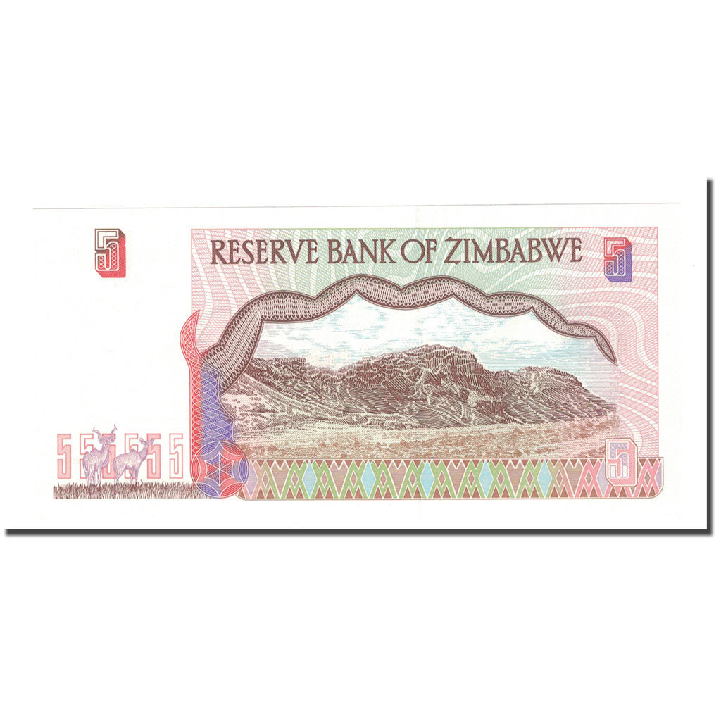 bankovec, 
  
  Zimbabve, 
  
  5 dolarjev