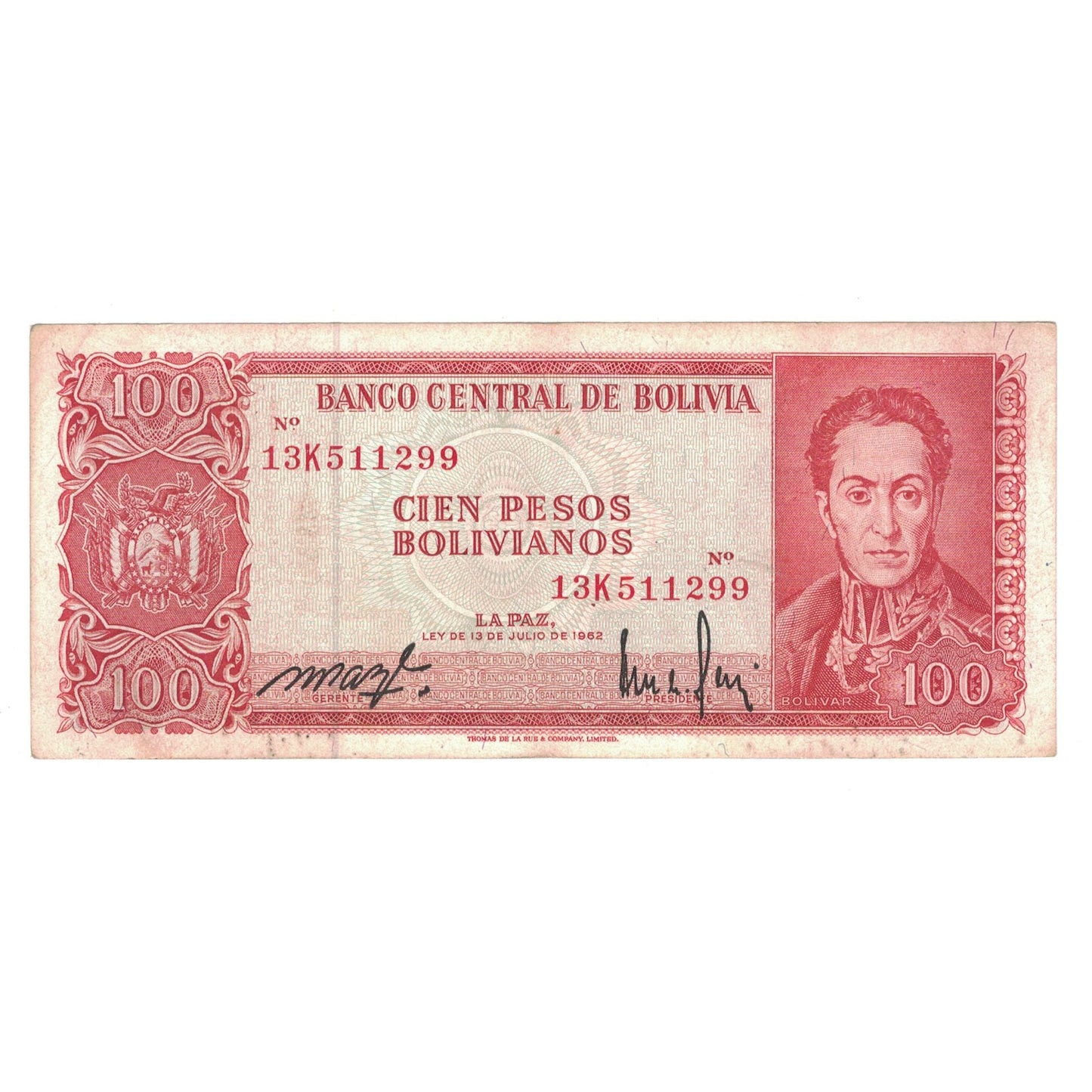 bankovec, 
  
  Bolivija, 
  
  100 bolivijskih pesov