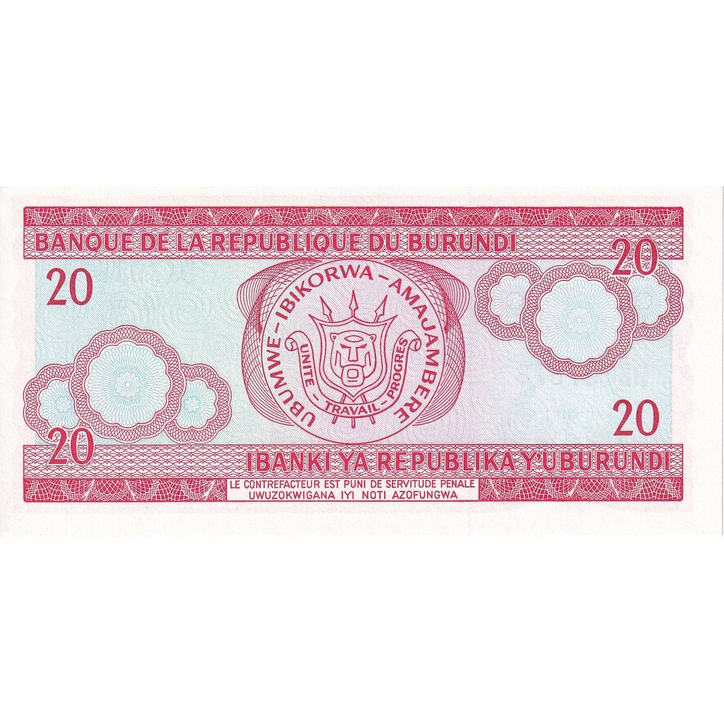 Burundi, 
  
  20 frankov, 
  
  2005