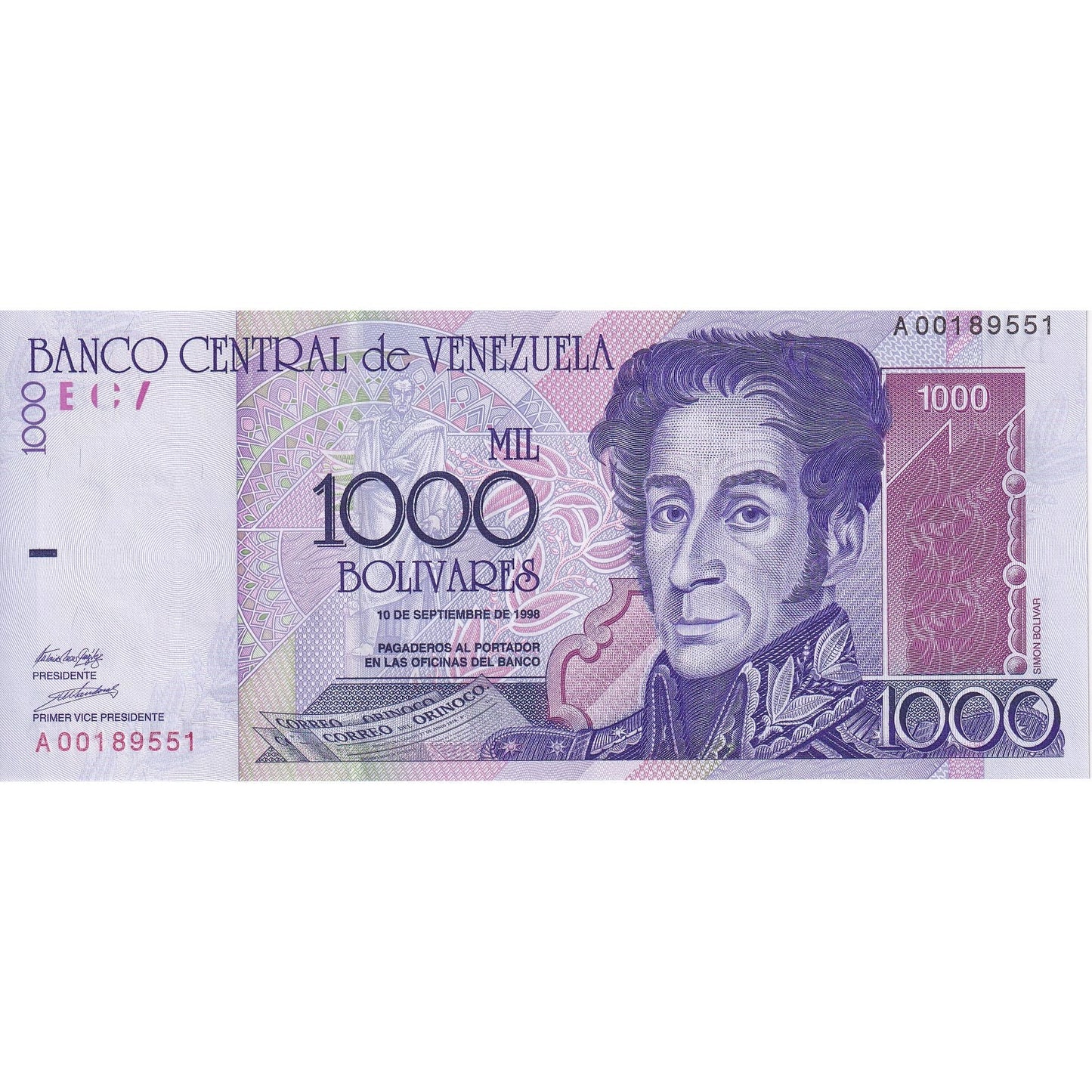 Venezuela, 
  
  1000 bolivarjev, 
  
  1998