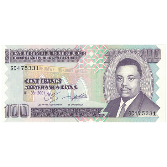 bankovec, 
  
  Burundi, 
  
  100 frankov