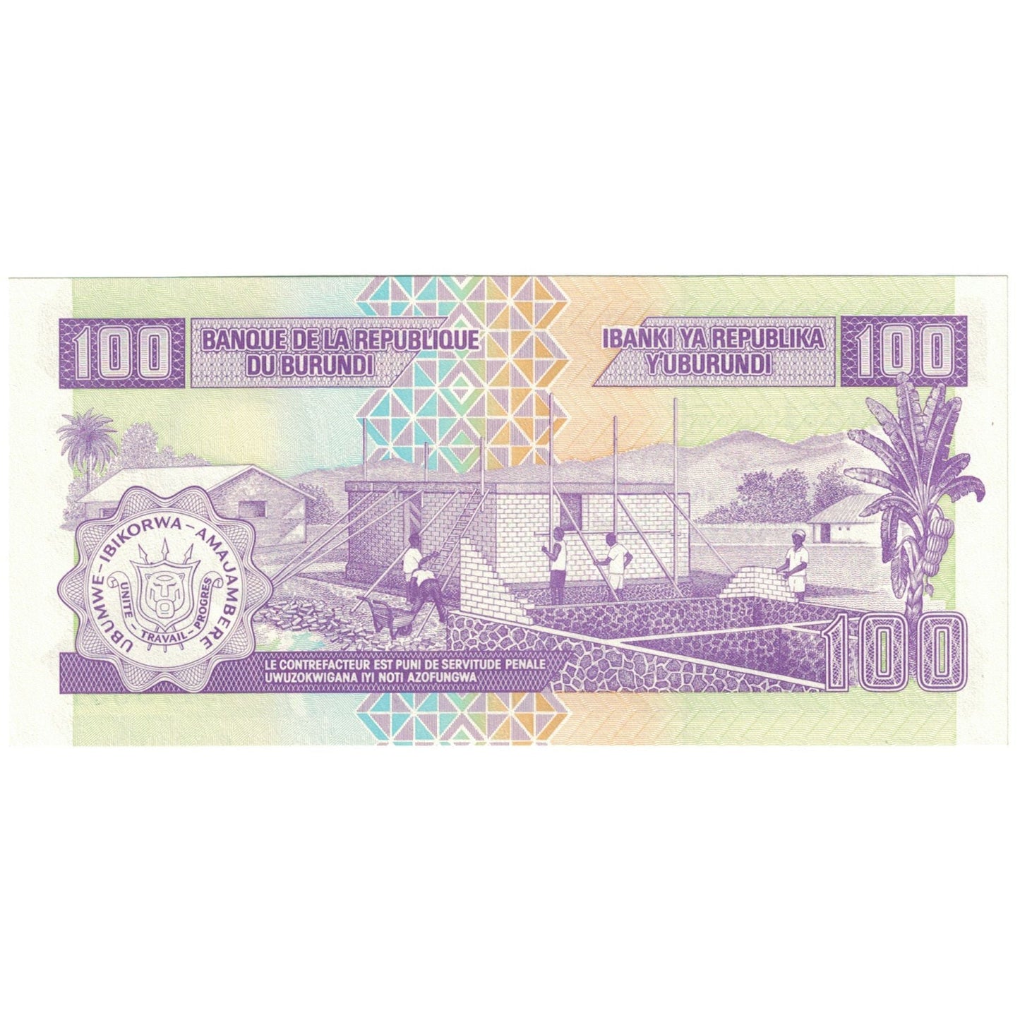 bankovec, 
  
  Burundi, 
  
  100 frankov