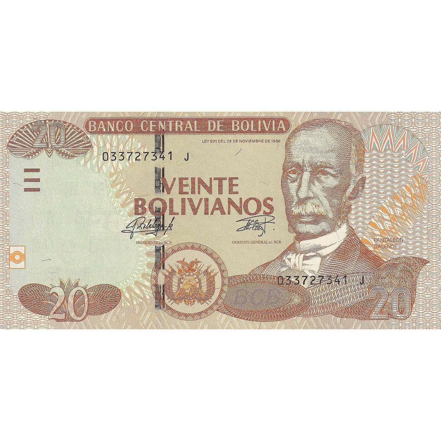 Bolivija, 
  
  20 bolivijcev, 
  
  1986