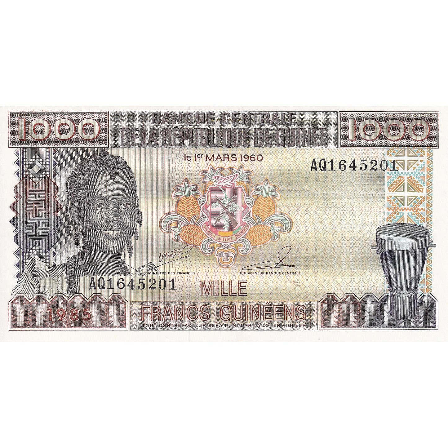 Gvineja, 
  
  1000 frankov, 
  
  1960