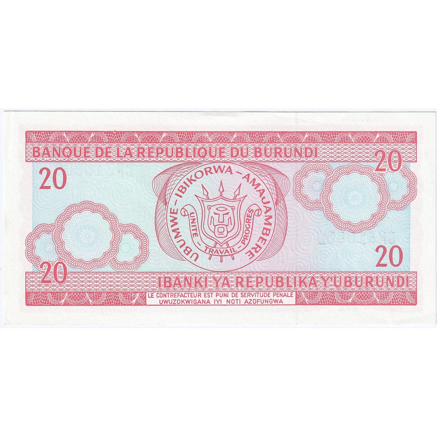 Burundi, 
  
  20 frankov, 
  
  1995