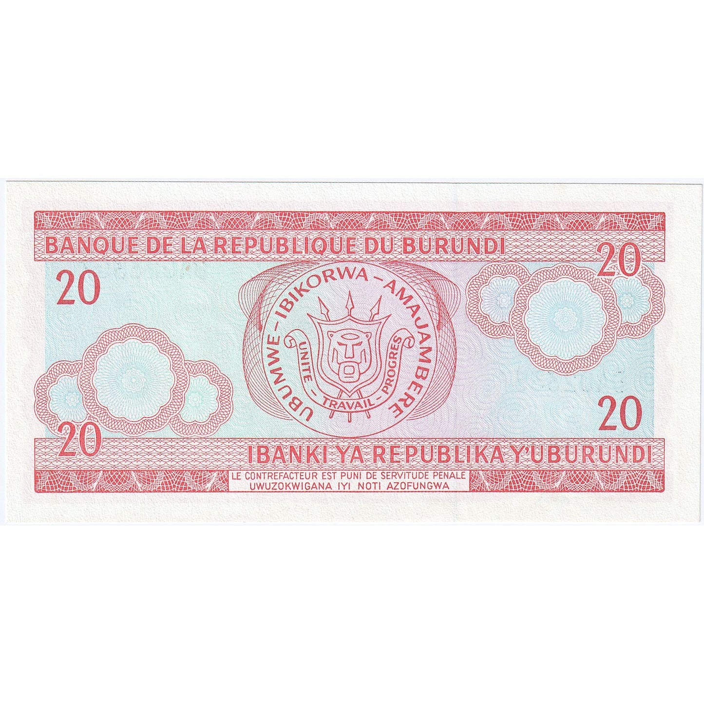 Burundi, 
  
  20 frankov, 
  
  2001