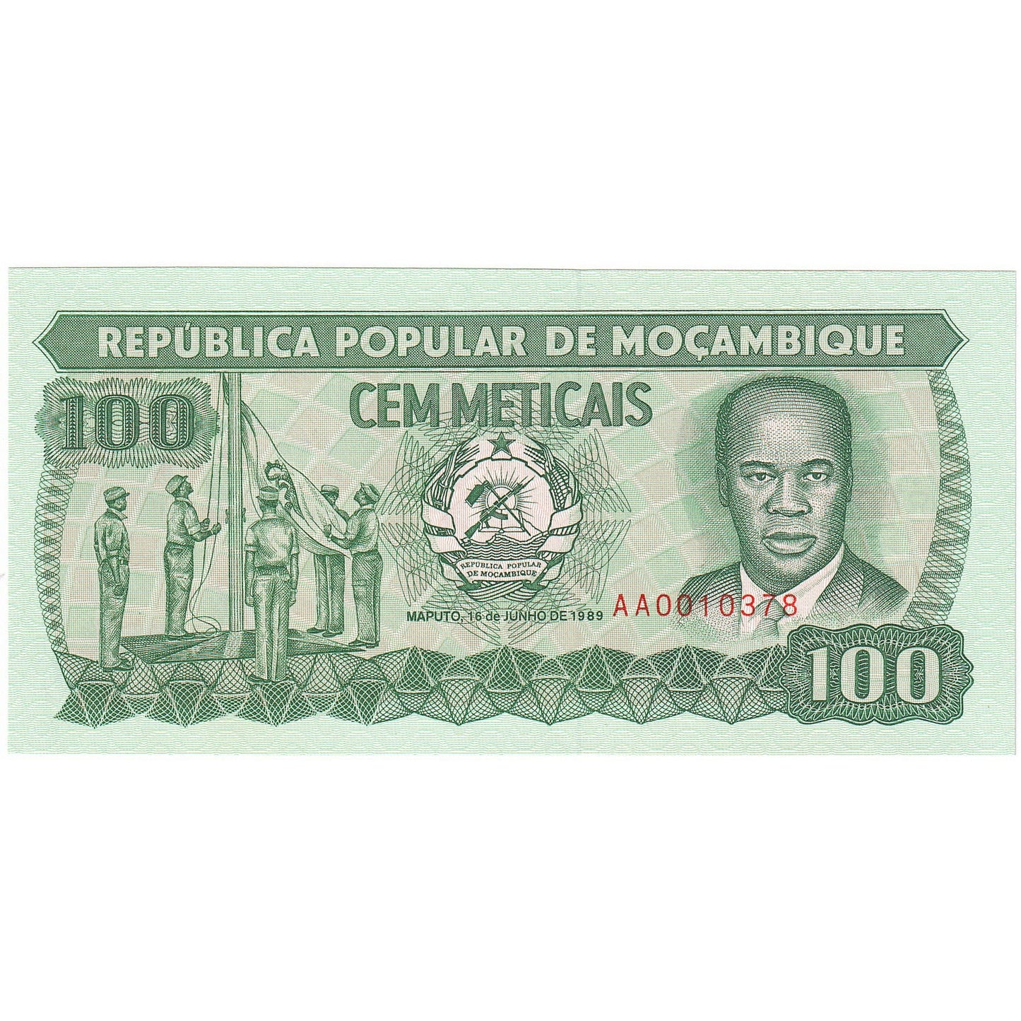 Mozambik, 
  
  100 meticajev, 
  
  1989