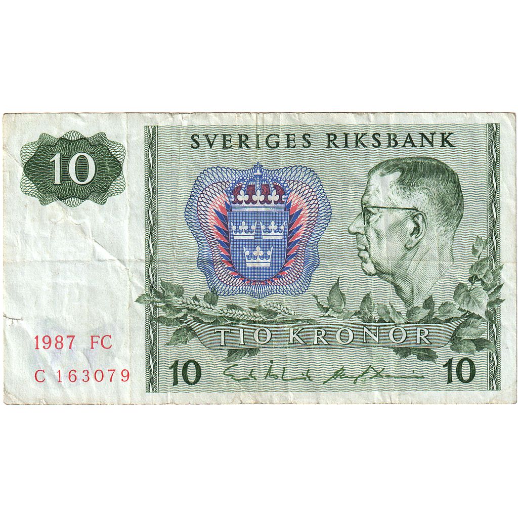 Švedska, 
  
  10 kron, 
  
  1987